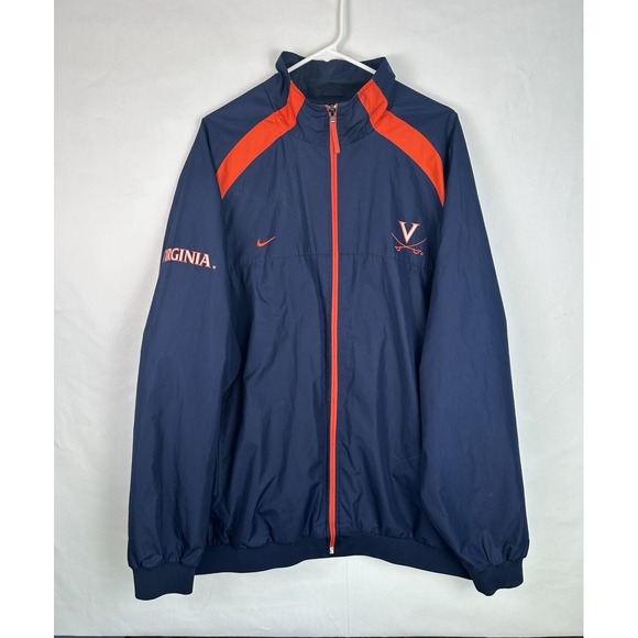 VTG Nike Team Jacket Mens 2XL‎ Blue Virginia Cavaliers UVA Windbreaker Full Zip - Picture 1 of 8